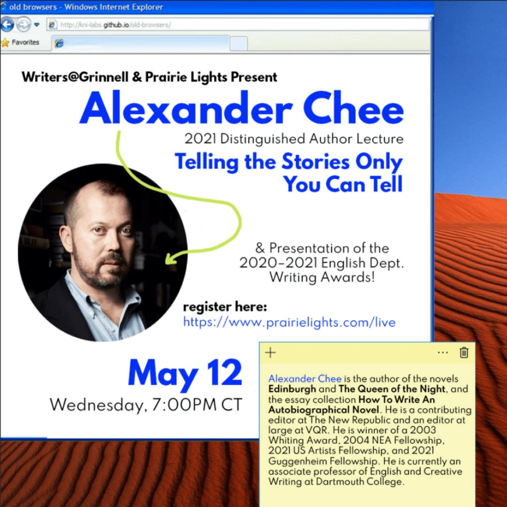 Alexander Chee: Writers @ Grinnell Distinguished Author Event