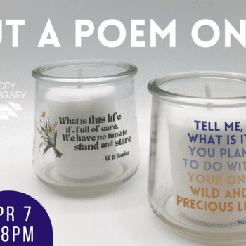 Candle holder with a poem on it