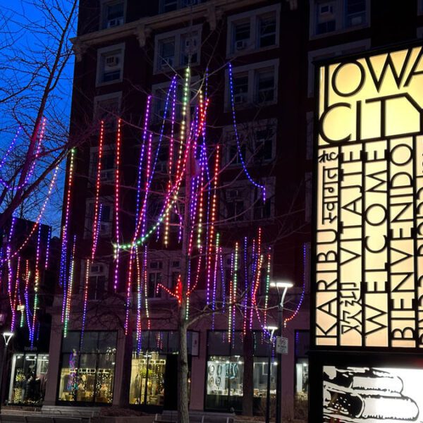 Winter Night Lights Iowa City Downtown District