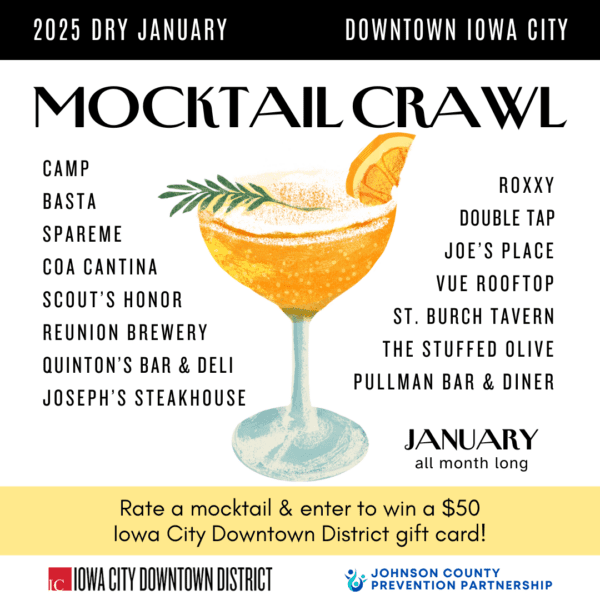 2025 Dry January Mocktail Crawl Iowa City Downtown District